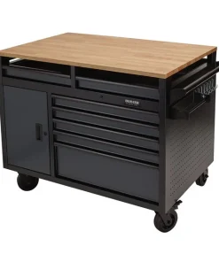 Draper Tools Bunker Multi-Functional Workbench Roller Tool Cabinet, 14 Drawer, 48", Grey