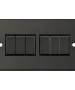 Alternative view of Selectric DSL12-05 5M 6 Gang 2 Way 10AX Plate Switch - Dark Bronze, Black Insert