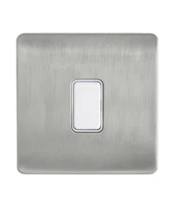 Alternative view of Forum KN-46044 Kinetic 1 Gang Satin Nickel Decorative Cover with White Switch Dimmable