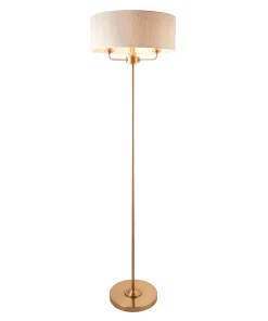 Endon 110724 Highclere 3lt Floor Vintage brass & natural linen 3 x 6W LED E14 (Required)