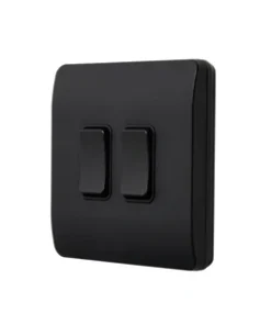 Forum KN-46055 Kinetic 2 Gang Black Slimline Cover with Black Switch Non-Dimmable