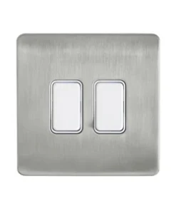 Forum KN-46034 Kinetic 2 Gang Satin Nickel Decorative Cover with White Switch Non-Dimmable