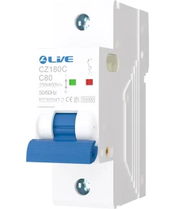 Alternative view of LIVE Electrical CZ180C Single Pole 80A C Curve 10kA MCB