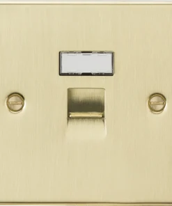 Knightsbridge FPC6BB Flat Plate UTP CAT6a RJ45 Network Outlet - Brushed Brass