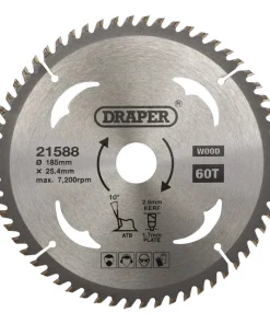 Alternative view of Draper Tools TCT Circular Saw Blade For Wood, 185 x 25.4mm, 60T