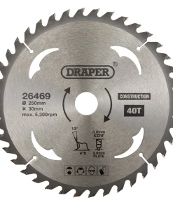 Draper Tools TCT Construction Circular Saw Blade, 250 x 30mm, 40T