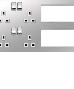 Hager WFTVLPPSW Sollysta Flat Plate 2G Lounge Plate for TV, Power & Data - Polished Steel + White Insert