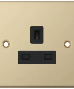 Alternative view of Selectric DSL819 5M 1 Gang 13A Unswitched Socket Outlet - Satin Brass, Black Insert