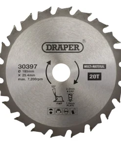 Draper Tools TCT Multi-Purpose Circular Saw Blade, 185 x 25.4mm, 20T