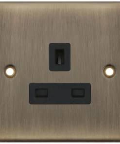 Alternative view of Selectric DSL619 5M 1 Gang 13A Unswitched Socket Outlet - Antique Brass, Black Insert