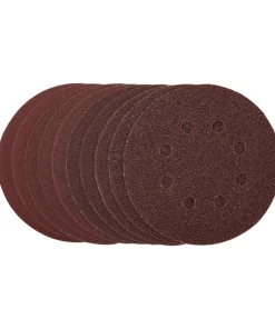 Draper Tools Punched Sanding Discs, 125mm, Hook & Loop, Assorted Grit, (Pack Of 10)