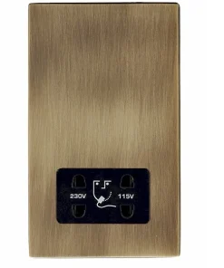 Hamilton 7G29SHSB Hartland G2 Screwless 115/230V Dual Voltage Shaver Socket - Antique Brass, Black Insert