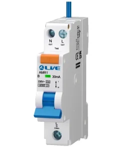 Alternative view of LIVE Electrical AMR106B-030 Single Module 6A B Curve 30mA Type A Bidirectional Mini RCBO