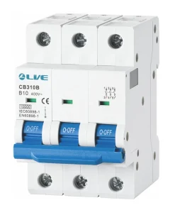 Alternative view of LIVE Electrical CB340B Triple Pole 40A B Curve 10kA MCB