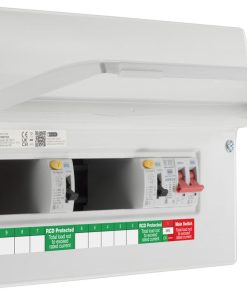 BG Fortress CF16D11S9 16 Module 9 Way Unpopulated Dual RCD Consumer Unit with 100A Main Switch, 2x 100A Type A 30mA RCD & 1x SPD