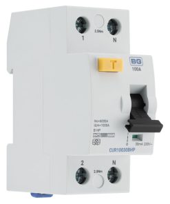 Alternative view of BG CUR10030BHP 100A Double Pole 2 Module 30mA Bi-Directional Type B RCD Heat Pump Specification