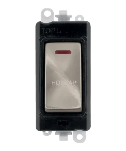 Click GridPro GM2218BKBS-HT 20AX Double Pole Switch with LED Module printed "Hot Tap" - Brushed Stainless (Black)