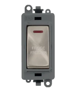 Alternative view of Click GridPro GM2218GYBS-FF 20AX Double Pole Switch with LED Module printed "Fridge Freezer" - Brushed Stainless (Grey)