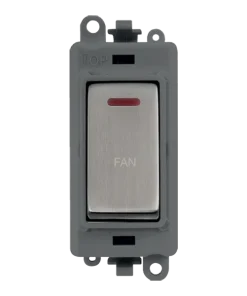 Alternative view of Click GridPro GM2218GYSS-FN 20AX Double Pole Switch with LED Module printed "Fan" - Stainless Steel (Grey)
