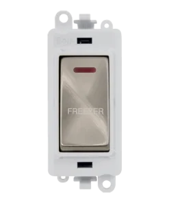 Click GridPro GM2218PWBS-FZ 20AX Double Pole Switch with LED Module printed "Freezer" - Brushed Stainless (Polar White)