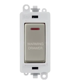Alternative view of Click GridPro GM2218PWPN-WDR 20AX Double Pole Switch with LED Module printed "Warming Drawer" - Pearl Nickel (Polar White)