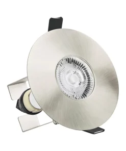 Integral ILDLFR70D014 Evofire Fire Rated Downlight 70-100mm Cutout IP65 Satin Nickel Round +GU10 Holder & Insulation Guard