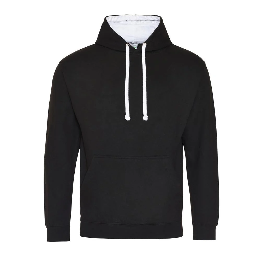 Awdis Just Hoods Varsity Hoodie - Jet Black/Arctic White - Image 4