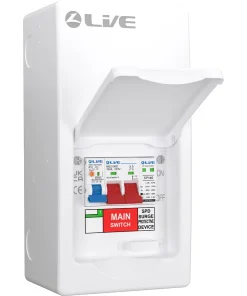 LIVE Electrical LSMC04SRN/100 4 Way Metal Populated SRN Consumer Unit with 100A Main Switch, 20/40kA SPD & 1 RNC DP RCBOs