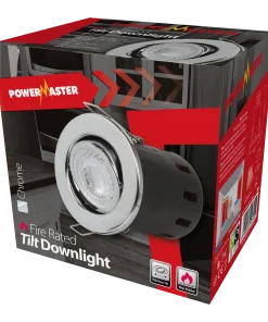 Alternative view of Powermaster S12930 IP20 Fire Rated Tilt Downlight - Chrome