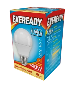 Eveready S13620 E27 ES GLS LED Bulb Opal 4.9W 470lm Warm White 3000K (5 Pack)