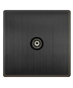 Click Definity Complete SFBZ158BK Single Isolated Coaxial Outlet - Matt Bronze Cover Plate - Black Insert