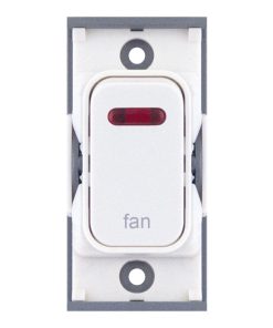 Selectric SGRID360-305 GRID360 20A DP Switch Module with Neon marked "fan" - White Plastic, White Insert