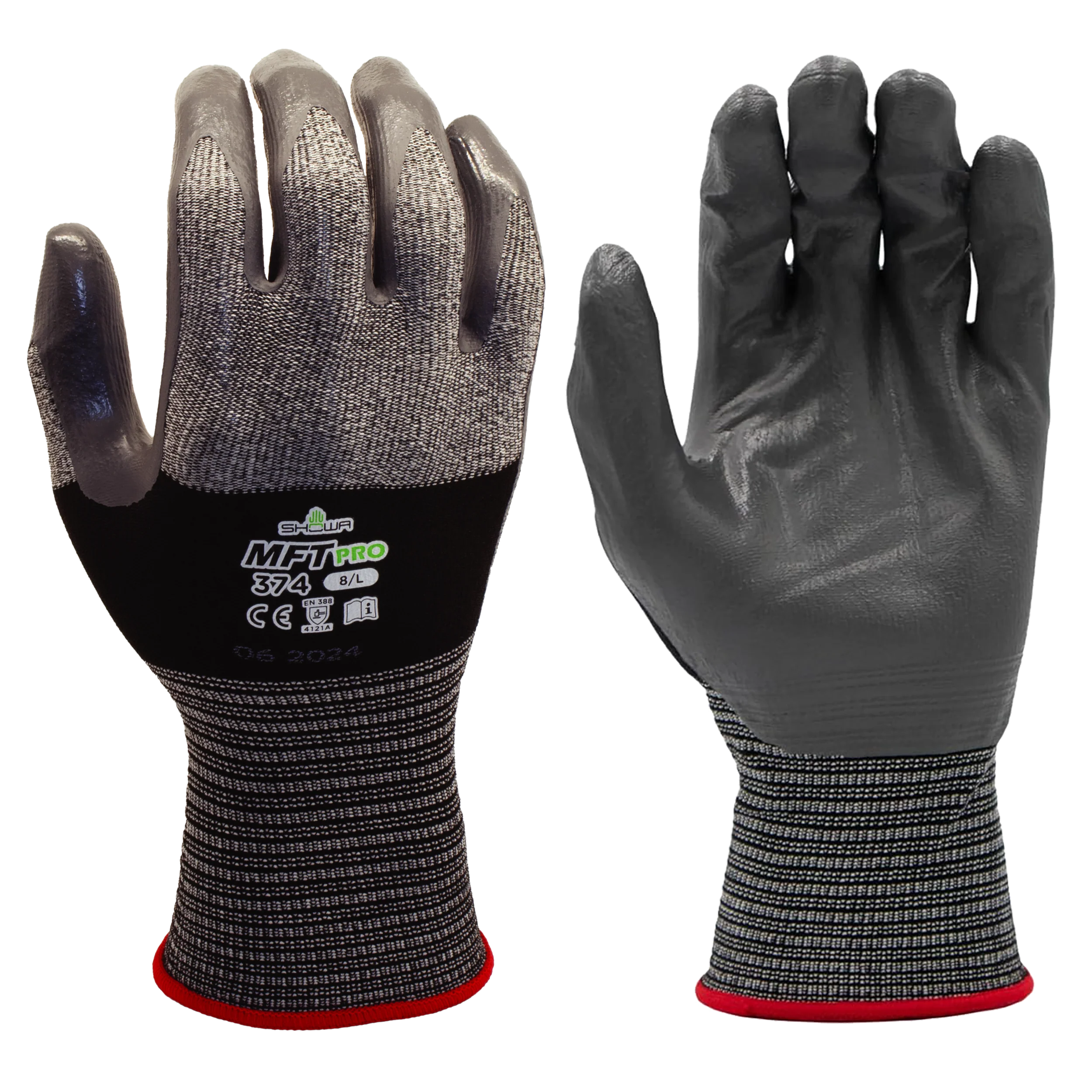 Showa MFT PRO 374 Nitrile Gloves – Waterproof Grip Work Gloves (Size XL)