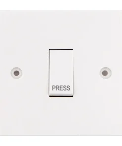 Deta Vimark VS1249 White Moulded Square Edge 1 Gang 2 Way 10AX Plate Switch Marked 'Press'