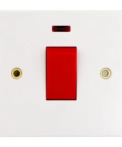 Alternative view of Deta Vimark VS1300N White Moulded Square Edge 50A DP Switch Neon