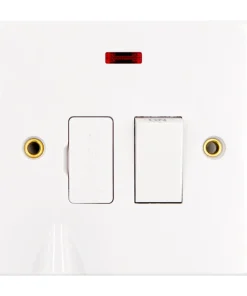 Deta Vimark VS1375 White Moulded Square Edge 13A Swtiched Connection Unit Neon & Bottom Flex Outlet