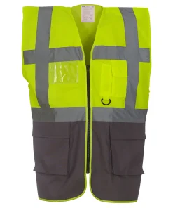 Alternative view of Yoko Multifunctional Executive Hi-Vis Waistcoat - Yellow/Grey
