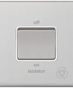 Selectric 5MPLUS-708 5M-PLUS Screwless 10AX 3 Pole Fan Isolator Switch - Satin Chrome, White Insert