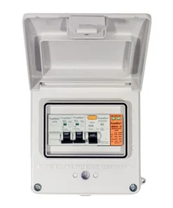 FuseBox A65GRAXWH IP65 Garage Unit 63A 30mA RCD 6A/16A MCBs T2 SPD White