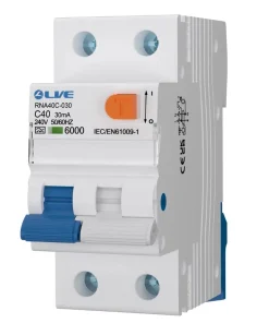 LIVE Electrical RNA40C-030 Double Pole 40A C Curve 6kA 30mA Type A Bidirectional RCBO