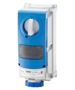 Gewiss GW66988 Vertical Fixed Interlocked Socket Outlet - With Bottom -For Mounting Modular Devices - For Heavy-Duty Use - 2P+E 32A 200-250V-50/60Hz 6H-IP66