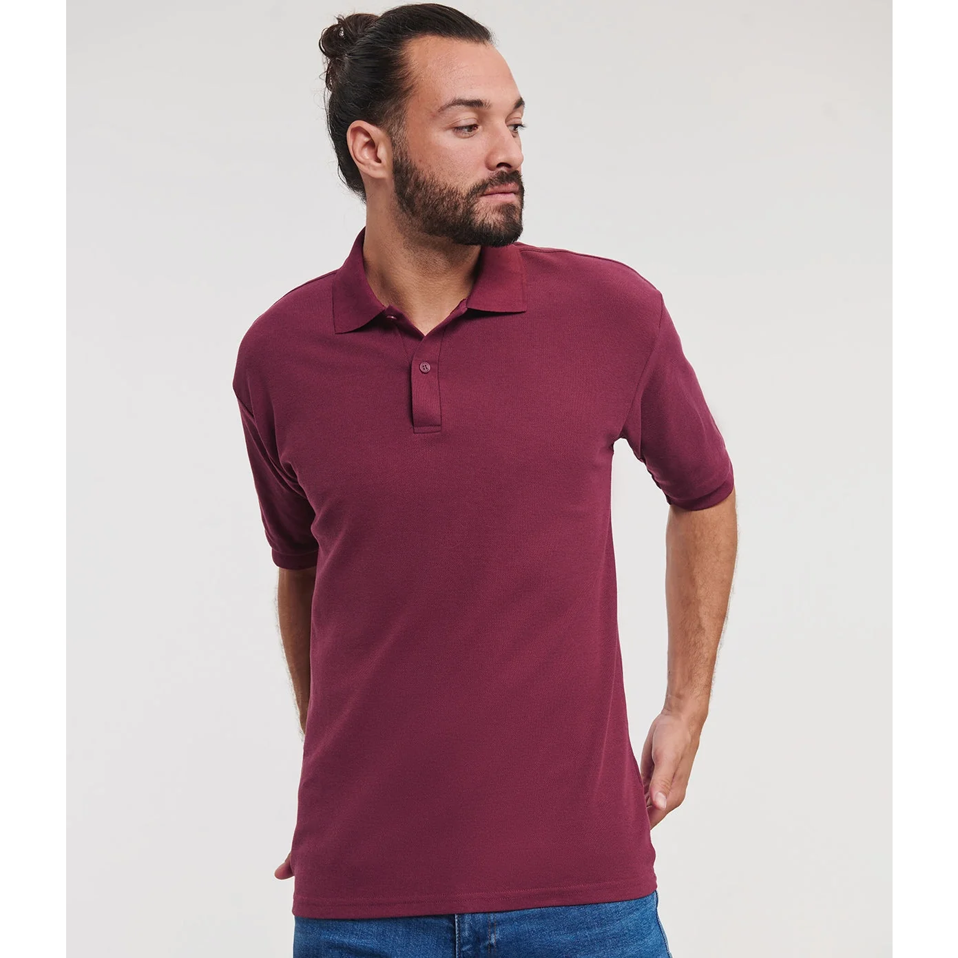 Russell Europe Classic Polycotton Polo - Burgundy - Image 3