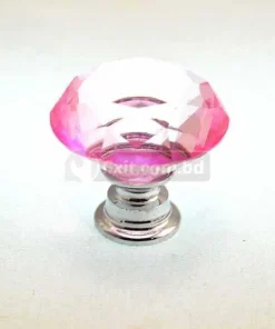 Alternative view of Diamond Shaped Pink & Antique Brass Color Furniture Knob