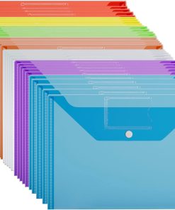A4 Coloured Popper Wallets with Label Pockets – Assorted Pack of 35