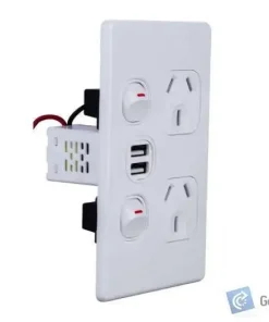 Alternative view of Power Point/USB – Double – Vertical – Slimline – 10A – 5 Box