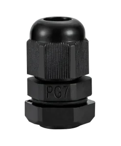 Alternative view of PG7 IP68 Compression Cable Gland 3mm – 6.5mm with Locknut, Conduit Size 12.5mm – Black