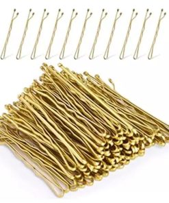 Alternative view of 36 Waved Hair Pins Black Blonde Brown Bun Pins Hair Slides Kirby Grips 5.3cm (Gold)