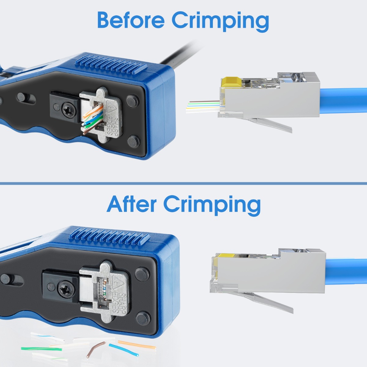 50 Pack RJ45 Pass Through Connectors Cat5, Ethernet RJ45 Plug for Cat5 / Cat5e UTP Solid & Stranded Network Cable - Image 4