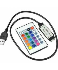 Alternative view of 24 Key LED Strip Remote + 1m USB Controller – RGB 4 Pin 10mm