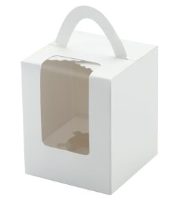 Cupcake Box, Holds 1 (10 Pack) White with Window Size